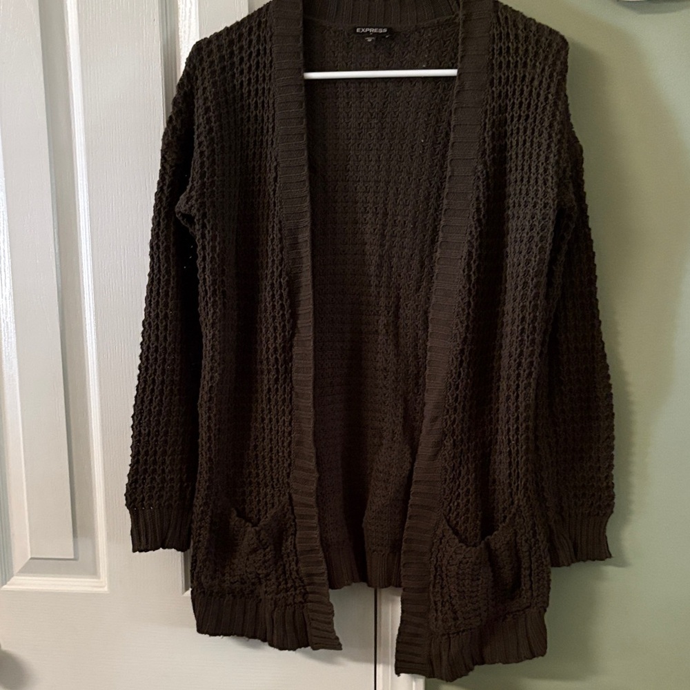 Express Women's Chunky Open-Front Cardigan Sweater - Brown